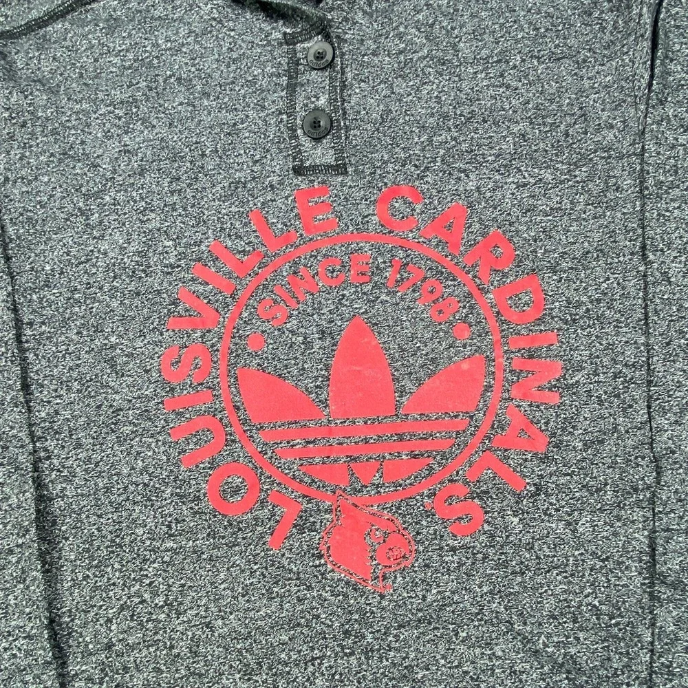 Louisville Cardinals Hoodie Sweatshirt Mens Large Adidas 3 Stripes Heather Black